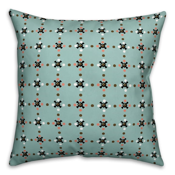 Creative Products Whimsical Folk Pattern in Blue 16x16 Spun Poly Pillow