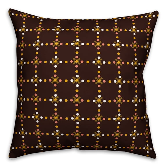 Creative Products Whimsical Folk Pattern in Brown 16x16 Spun Poly Pillow