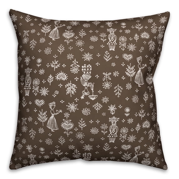 Creative Products Whimsical Women in Brown 20x20 Spun Poly Pillow