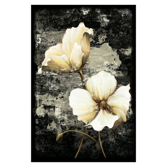 Creative Products White Golden Florals 24x36 Canvas Wall Art