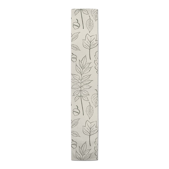 Creative Products White Leaf Pattern 16 x 72 Cotton Twill Table Runner