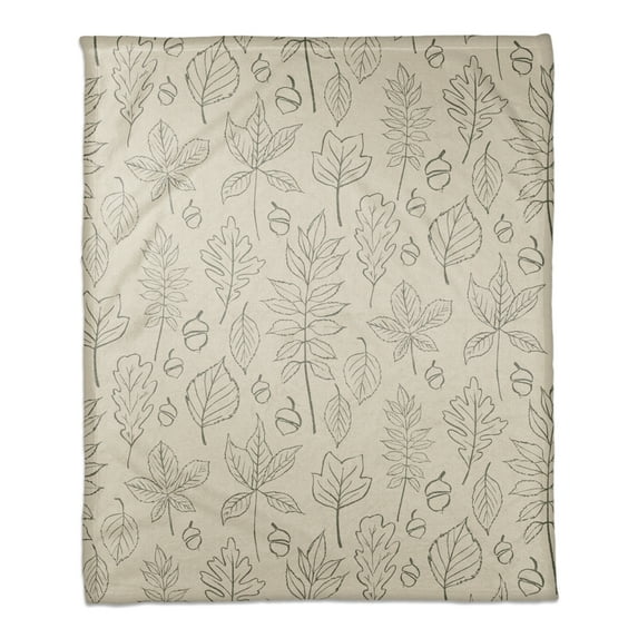 Creative Products White Leaf Pattern 50 x 60 Coral Fleece Blanket