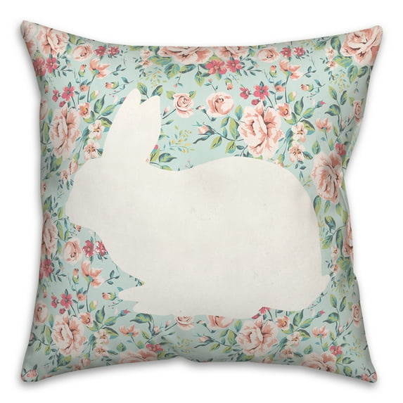 Creative Products White Rabbit with Roses 18 x 18 Spun Poly Pillow