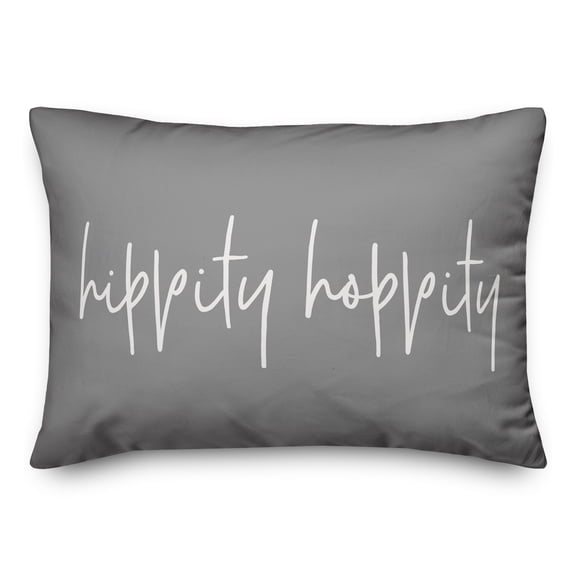 Creative Products White Script Hippity Hoppity 14x20 Spun Poly Pillow