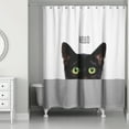 thumbnail image 1 of Creative Products White Striped Curious Cat  71x74 Shower Curtain, 1 of 2