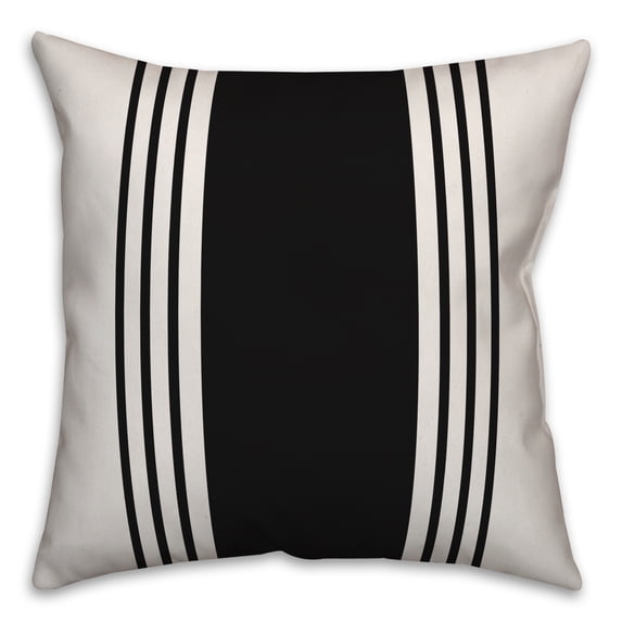 Creative Products White and Black Farmhouse Stripe 18x18 Spun Poly Pillow