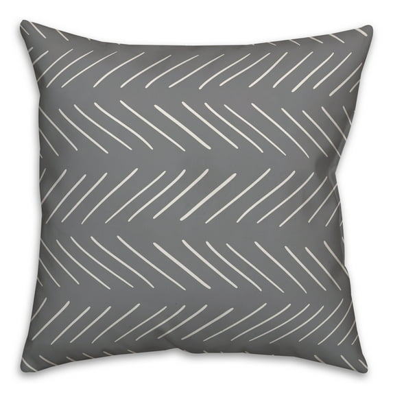 Creative Products White and Grey Modern Chevron 18x18 Spun Poly Pillow