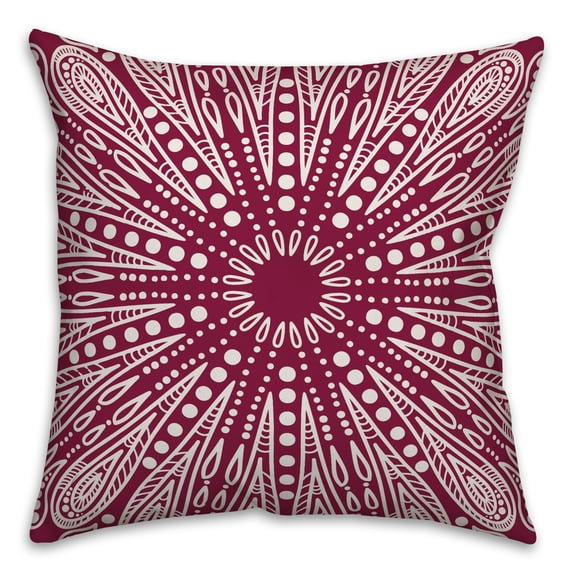 Creative Products White and Maroon Boho Mandala 18x18 Spun Poly Pillow