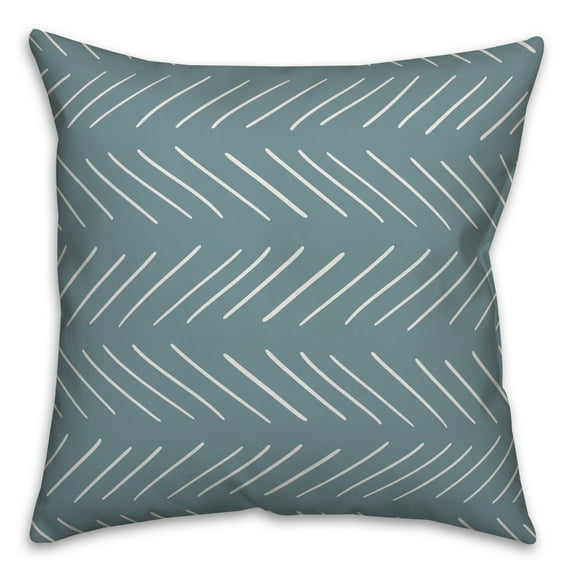 Creative Products White and Sea Glass Modern Chevron 18x18 Spun Poly Pillow