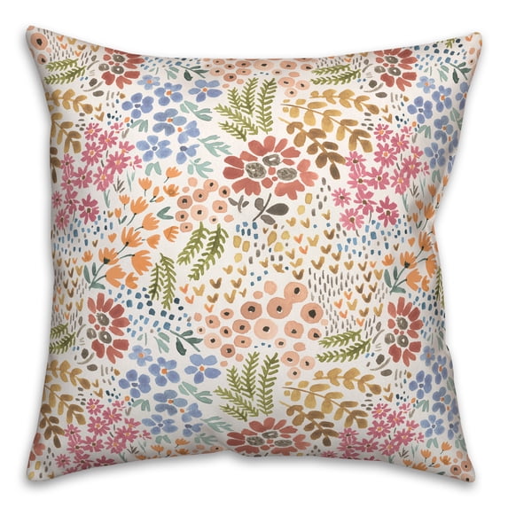 Creative Products Wild Flower Floral on White 18 x 18 Spun Poly Pillow
