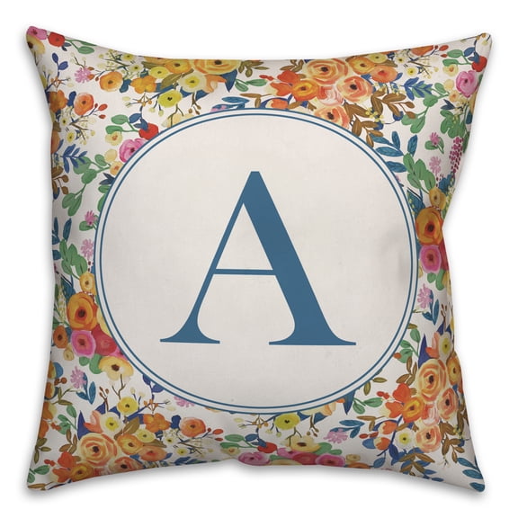 Creative Products Wildflower Monogram - A 18x18 Spun Poly Pillow