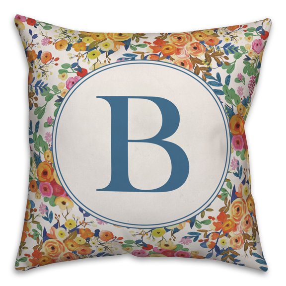 Creative Products Wildflower Monogram - B 18x18 Spun Poly Pillow