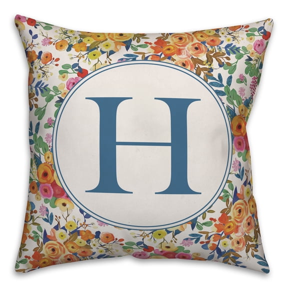 Creative Products Wildflower Monogram - H 18x18 Spun Poly Pillow