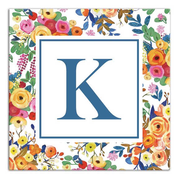 Creative Products Wildflower Monogram - K 12x12 Canvas Wall Art
