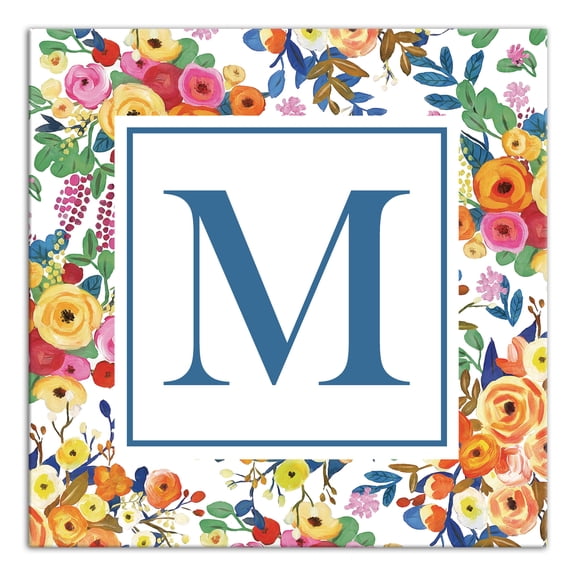 Creative Products Wildflower Monogram - M 12x12 Canvas Wall Art