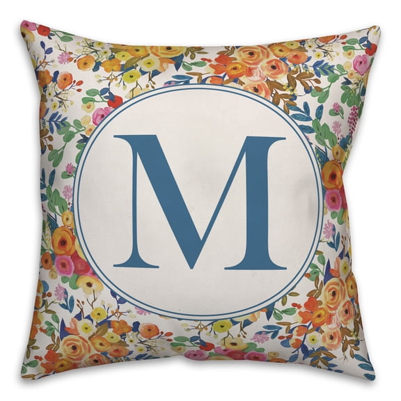 Creative Products Wildflower Monogram - M 18x18 Spun Poly Pillow