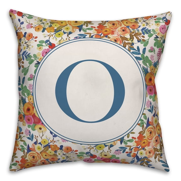 Creative Products Wildflower Monogram - O 18x18 Spun Poly Pillow