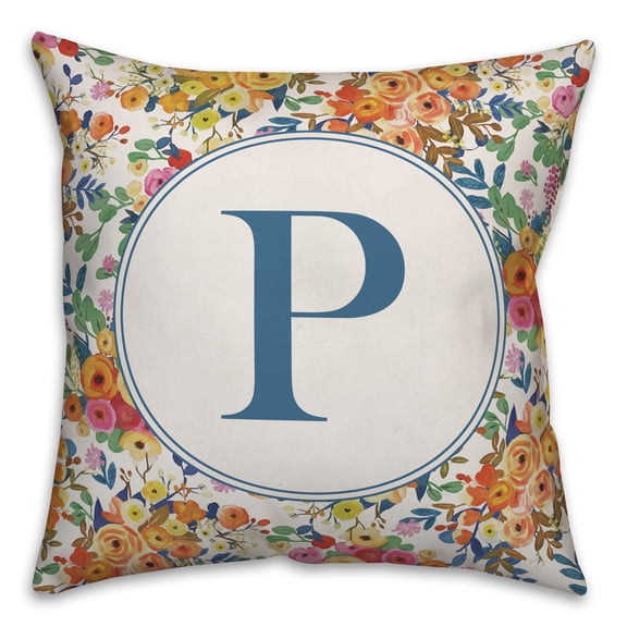 Creative Products Wildflower Monogram - P 18x18 Spun Poly Pillow