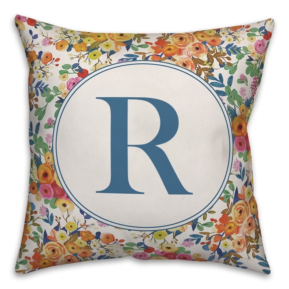 Creative Products Wildflower Monogram - R 18x18 Spun Poly Pillow
