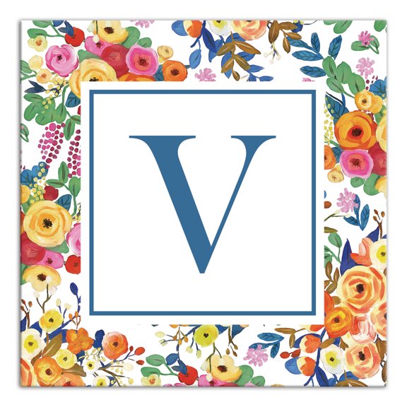 Creative Products Wildflower Monogram - V 12x12 Canvas Wall Art