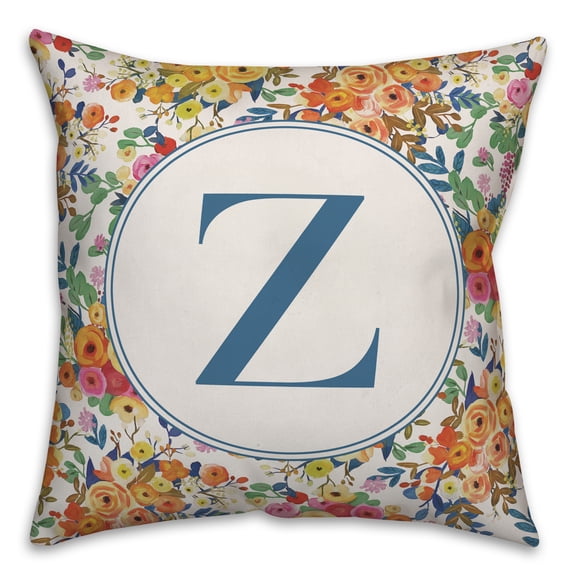 Creative Products Wildflower Monogram - Z 18x18 Spun Poly Pillow