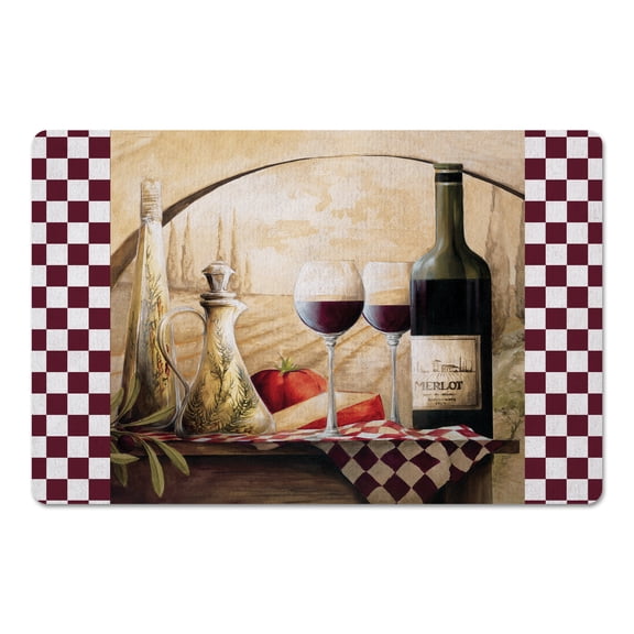 Creative Products Wine Gingham Red 27x18 Floor Mat
