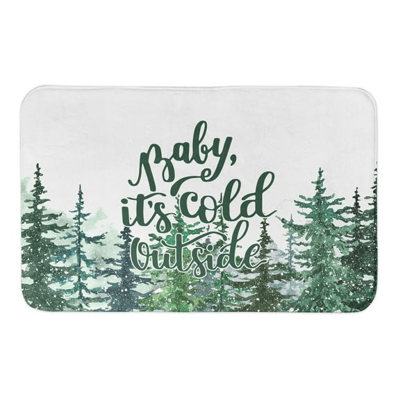 Creative Products Winter Watercololor Pine Forest 21 x 34 Bath Mat