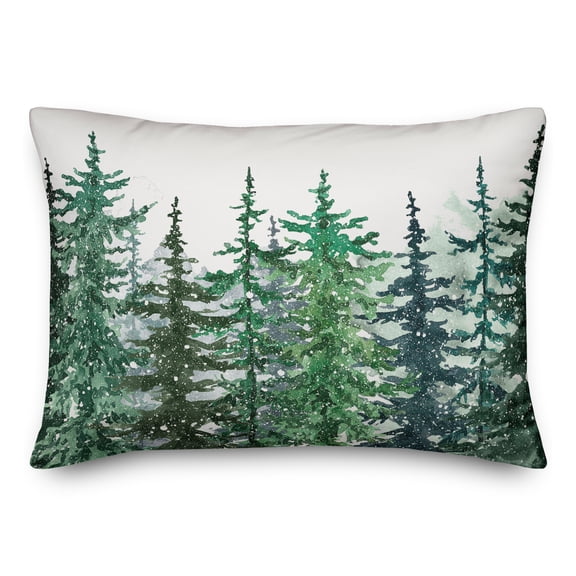 Creative Products Winter Watercolor Pine Forest 20 x 14 Spun Poly Pillow