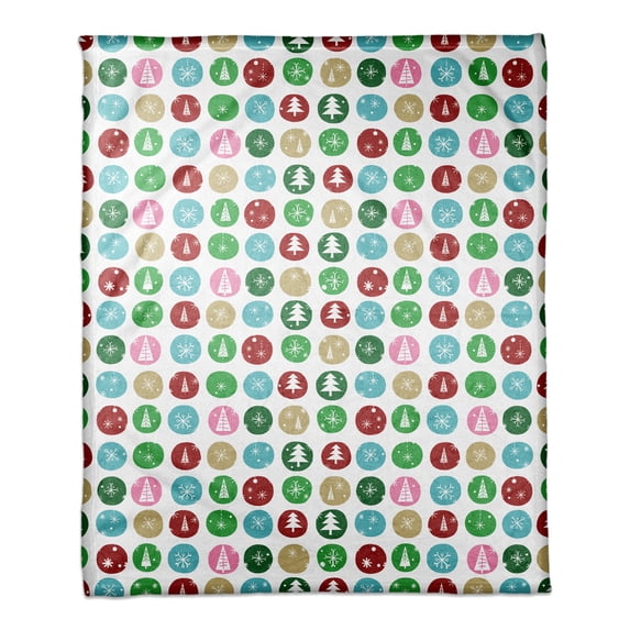 Creative Products Wintery Polka Dots 50x60 Coral Fleece Blanket