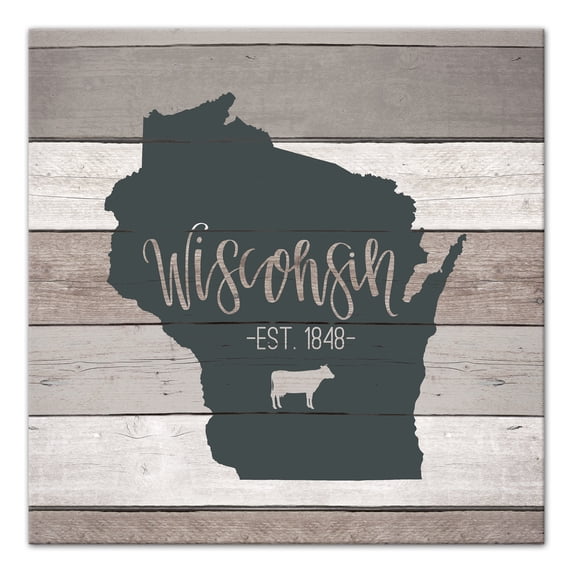 Creative Products Wisconsin Established 16x16 Canvas Wall Art