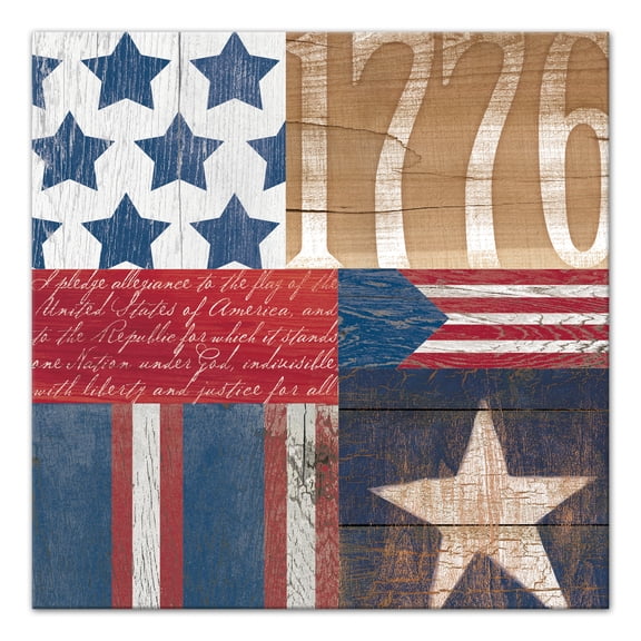 Creative Products Wooden Patchwork of Americana 12x12 Canvas Wall Art