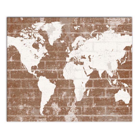 Creative Products World Map on Distressed Brick 20x24 Canvas Wall Art