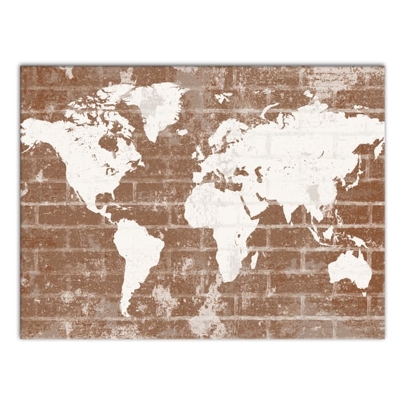 Creative Products World Map on Distressed Brick 30x40 Canvas Wall Art