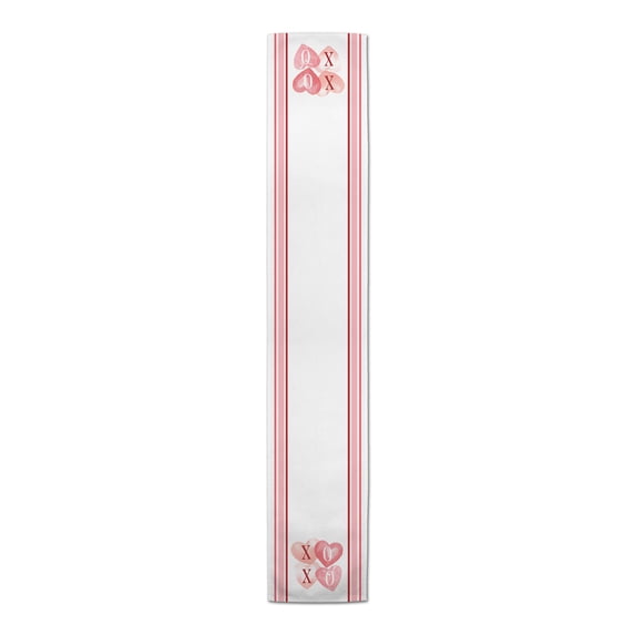 Creative Products XOXO Hearts And Stripes 16 x 72 Poly Twill Table Runner