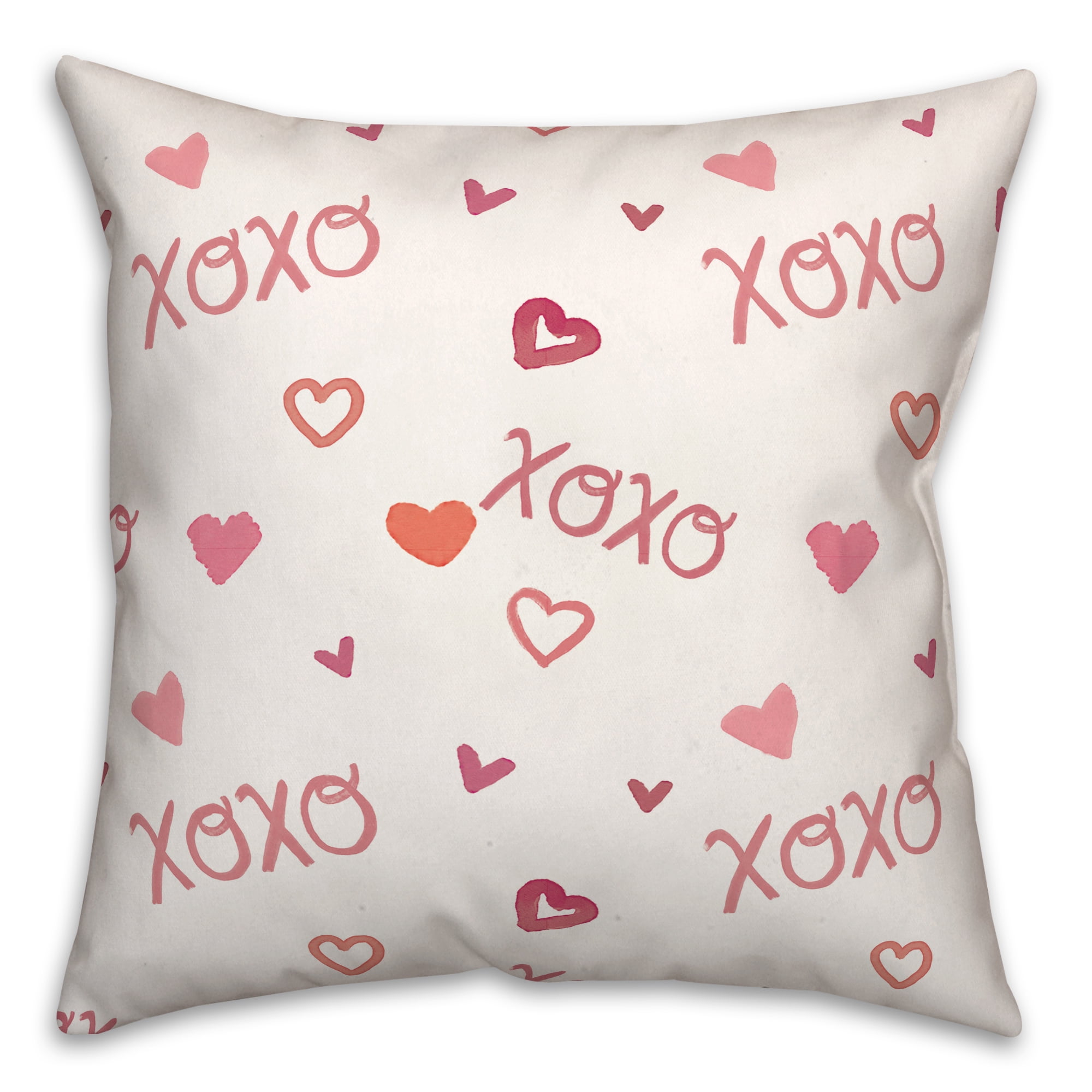 XOXO Pattern 18x18 Multicolor Spun Polyester Throw Pillow