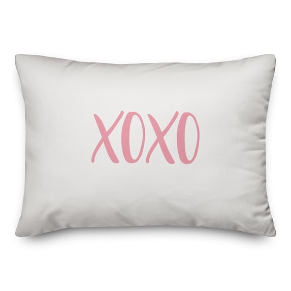 Creative Products XOXO in Pink Text on White 14x20 Spun Poly Pillow