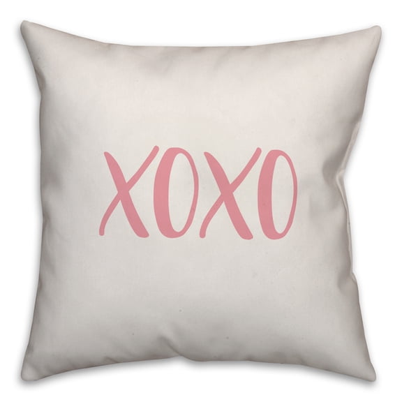 Creative Products XOXO in Pink Text on White 16x16 Spun Poly Pillow