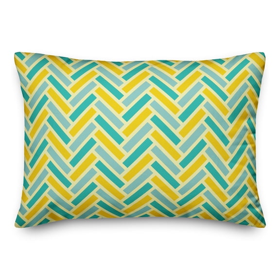Creative Products Yellow Blue Herringbone 14x20 Spun Poly Pillow