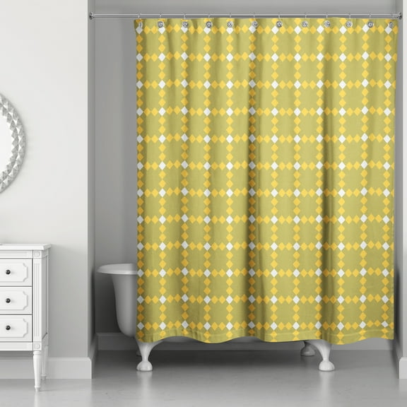 Creative Products Yellow Check Plaid 71x74 Shower Curtain