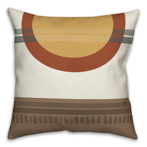 Creative Products Yellow Circle Brown Boho 18x18 Spun Poly Pillow