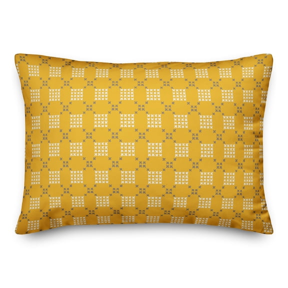 Creative Products Yellow Cross-Stitch Printed Pattern 14x20 Spun Poly Pillow