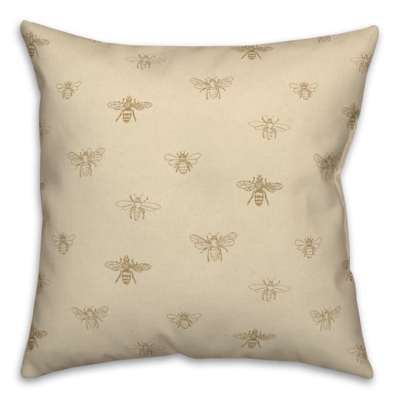 Creative Products Yellow Delicate Bee Pattern 18 x 18 Spun Poly Pillow