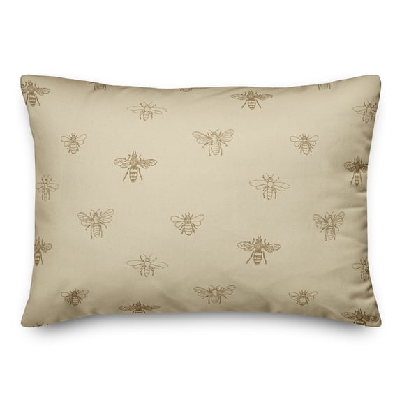 Creative Products Yellow Delicate Bee Pattern 20 x 14 Spun Poly Pillow