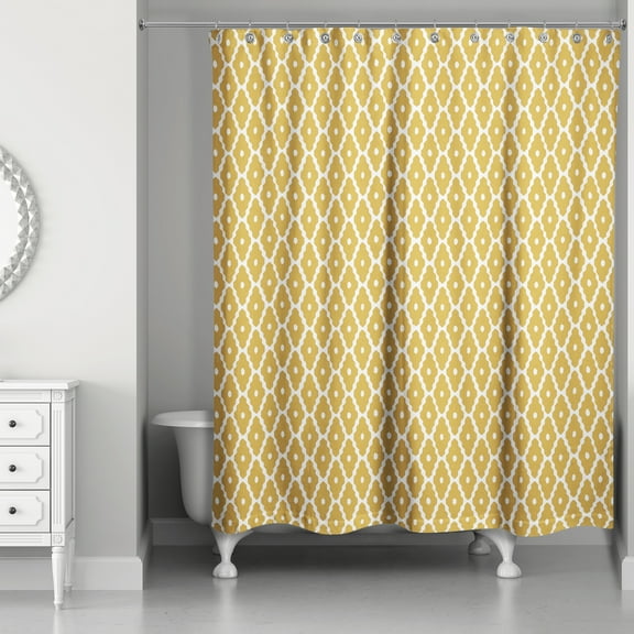 Creative Products Yellow Diamond Zig Zag Pattern 71x74 Shower Curtain