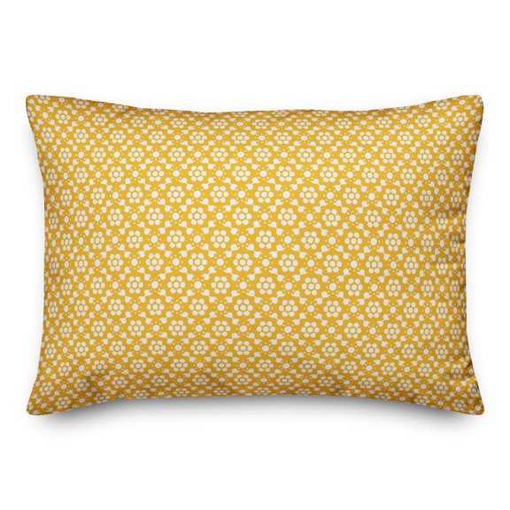 Creative Products Yellow Floral Pattern 14x20 Spun Poly Pillow