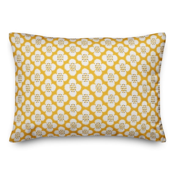 Creative Products Yellow Floral Pattern 14x20 Spun Poly Pillow