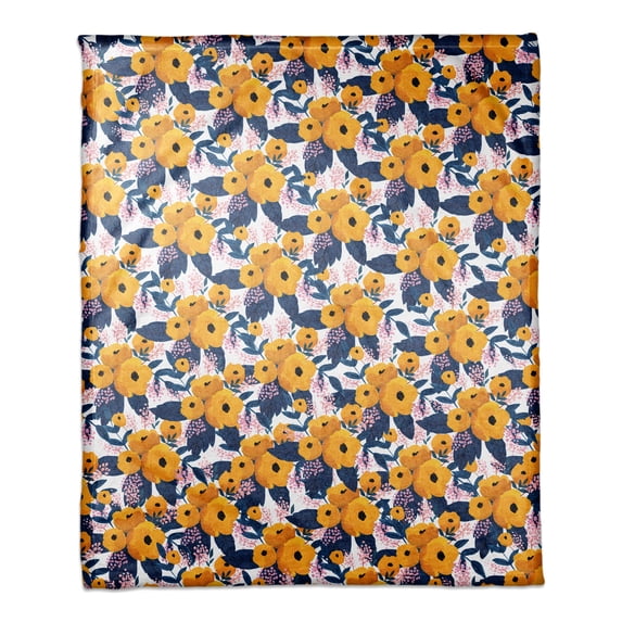 Creative Products Yellow Floral Pattern 50x60 Coral Fleece Blanket