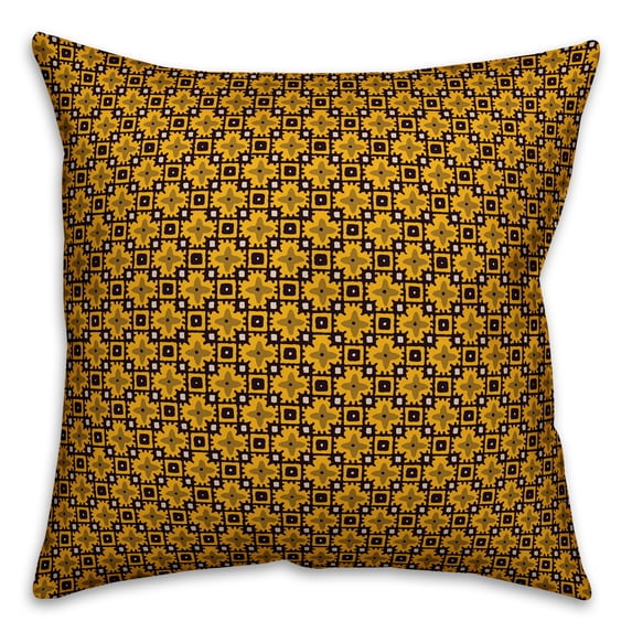 Creative Products Yellow Floral Squares 16x16 Spun Poly Pillow