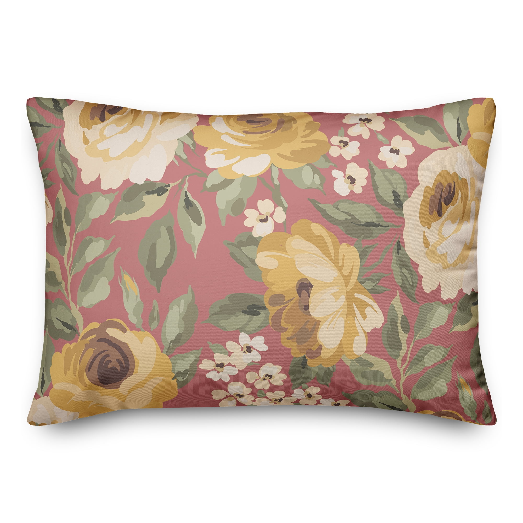 Creative Products Yellow Flowers Pink 14 x 20 Indoor / Outdoor Pillow