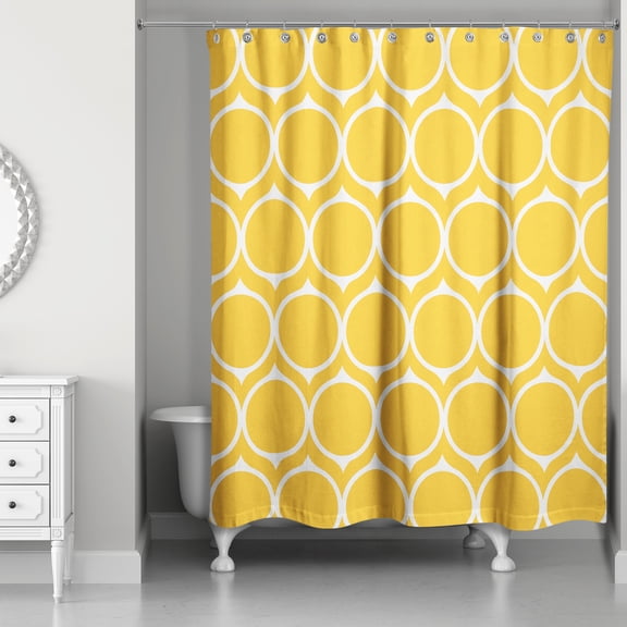 Creative Products Yellow Mid Mod Circles 71x74 Shower Curtain